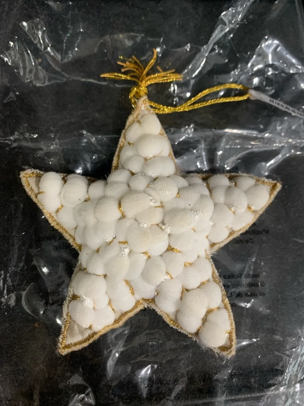 Crate And Barrel Star Shaped Felt Holiday Ornament White New With Tags